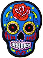 🌵 mexican sugar skull iron on patches – vibrant blue embroidered designs by thanwa: awesome & cool! logo