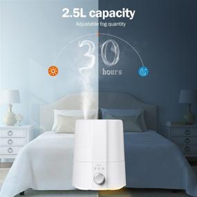 img 2 attached to 🌬️ Quiet Ultrasonic Air Humidifiers for Baby, 2.5L Cute Cool Mist Humidifier - 28dB Noise Level, Night Light, 4 Timing, Auto Shut-Off, 30H Humidifying - Ideal for Babies and Plants (White)