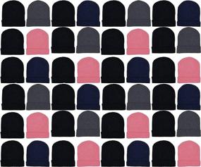 img 4 attached to 🧣 48-Pack Winter Beanies: Bulk Warm Knit Skull Caps for Cold Weather - Unisex, Men's, Women's Hats
