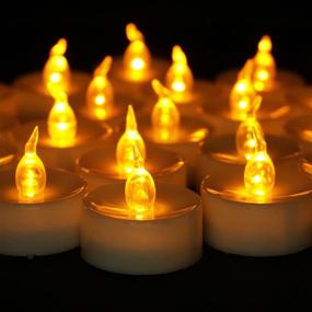 img 4 attached to 🕯️ 24pcs Amber Yellow LED Tea Lights Candles - Battery Operated with Timer, Flickering 6 Hours On and 18 Hours Off in 24 Hours Cycle for Indoor and Outdoor Decorations, Wedding Parties