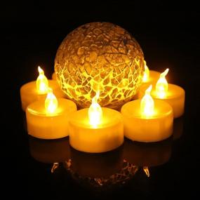 img 2 attached to 🕯️ 24pcs Amber Yellow LED Tea Lights Candles - Battery Operated with Timer, Flickering 6 Hours On and 18 Hours Off in 24 Hours Cycle for Indoor and Outdoor Decorations, Wedding Parties