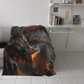 img 3 attached to 🐉 59x79 Inch Flannel Fleece Bed Blanket for Girls Boys - Cool Dragon Animal Art Pattern, Cozy Lightweight Throw-Blankets for Bedroom Living Room Sofa Couch