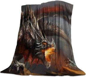 img 4 attached to 🐉 59x79 Inch Flannel Fleece Bed Blanket for Girls Boys - Cool Dragon Animal Art Pattern, Cozy Lightweight Throw-Blankets for Bedroom Living Room Sofa Couch