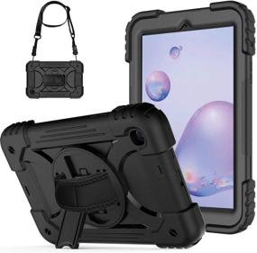 img 4 attached to AVAKOT 2020 Shoulder Strap Case for Galaxy Tab A 8.4 SM-T307SM-T307U - Hand Strap, Heavy Duty Shockproof Cover, 360° Rotating Kickstand - Samsung Galaxy Tab A 8.4 inch, Black
