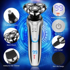 img 3 attached to 🪒 Ceenwes 3-in-1 Electric Shaver for Men - Rotary Wet & Dry Razor, Nose Hair Trimmer, Beard & Sideburns Trimmer - Rechargeable Cordless Shaving Device