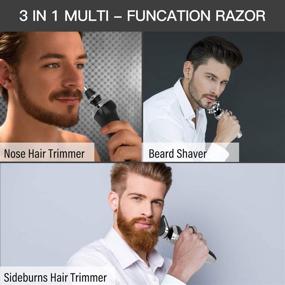 img 2 attached to 🪒 Ceenwes 3-in-1 Electric Shaver for Men - Rotary Wet & Dry Razor, Nose Hair Trimmer, Beard & Sideburns Trimmer - Rechargeable Cordless Shaving Device