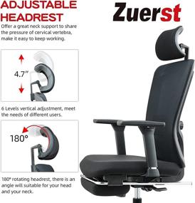 img 2 attached to 🪑 ZUERST Ergonomic Office Chair: Adjustable Mesh Chair with Footrest Support, Lumbar Support, and 3D Armrest