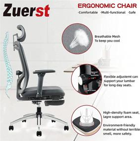 img 1 attached to 🪑 ZUERST Ergonomic Office Chair: Adjustable Mesh Chair with Footrest Support, Lumbar Support, and 3D Armrest