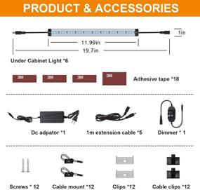 img 1 attached to 🔆 CNSUNWAY LIGHTING Under Cabinet LED Lighting Kit - 6 Pack, 12 Inches Dimmable Light Bars for Kitchen, Closet, Shelf - Super Bright 3600 Lumens, 5000K Daylight