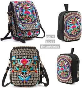img 3 attached to Women's Crossbody Handbag and Wallet with Embroidered Flowers for Cellphones - Crossbody Bags