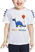 🦖 amztm dinosaur birthday t shirt: stylish embroidered boys' clothing option with a prehistoric twist! logo