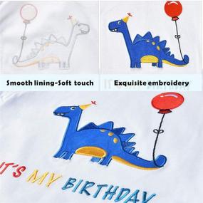 img 1 attached to 🦖 AMZTM Dinosaur Birthday T Shirt: Stylish Embroidered Boys' Clothing Option with a Prehistoric Twist!