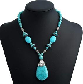 img 3 attached to Stunning Turquoise 3pcs Set: Necklace, Earrings & Bracelet - Perfect Gift for Ladies