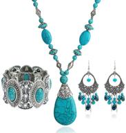 stunning turquoise 3pcs set: necklace, earrings & bracelet - perfect gift for ladies logo