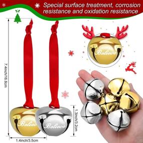 img 3 attached to 🔔 Shimmering 1.5 Inch Believe Bell Ornament: Festive Sleigh Bells with Red Ribbon for Holiday Tree Decoration (Silver, Gold, 12 Pieces)