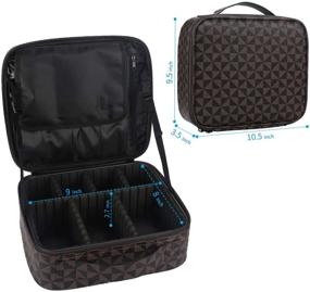 img 1 attached to 💼 Waterproof PU Leather Brown Travel Makeup Train Case for Women - Organizer with Adjustable Dividers for Cosmetics, Makeup Tools, Brushes, Toiletries, and Jewelry