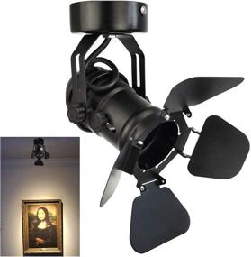 img 4 attached to 🔦 Industrial Vintage Ceiling Spotlight Lamp: Adjustable Black Wall Lamp/Ceiling Light with Barn Door Design LED Spot Lights for Hallway, Stage, Theatre, and Living Room Indoor Lighting