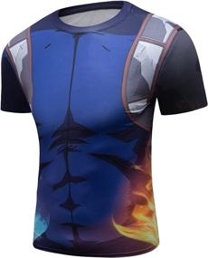 img 2 attached to 🦸 Men's Super-Hero Series Compression Sports Shirt - Red Plume Running Short Sleeve Tee