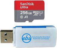 sandisk ultra 256gb microsd card for motorola cell phones: compatible with moto e 2020, e7, g power, edge+ (sdsqua4-256g-gn6mn) bundle with microsd memory card reader by everything but stromboli logo