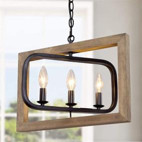 img 2 attached to 🏡 LNC Kitchen Island Lighting: 3-Light Farmhouse Chandelier, 17-Inch Rotatable Wood and Metal Dining Room Light Fixture with Improved SEO