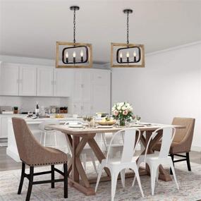 img 1 attached to 🏡 LNC Kitchen Island Lighting: 3-Light Farmhouse Chandelier, 17-Inch Rotatable Wood and Metal Dining Room Light Fixture with Improved SEO