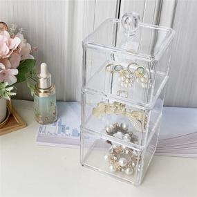 img 3 attached to Girls' Hair Accessories Organizer: BLVRYVIO Bathroom Containers for Headbands, Bows, Hair Ties, Hair Tools, Scrunchies, Cotton Swabs - Clear 3 Stackable Acrylic Holder with Lids for Efficient Organization