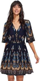 img 4 attached to 🌸 Stunning Milumia Women's Boho Button Up Split Floral Print Flowy Party Dress: A Must-Have for Fashionable Occasions!