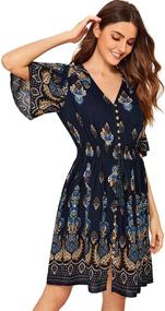 img 2 attached to 🌸 Stunning Milumia Women's Boho Button Up Split Floral Print Flowy Party Dress: A Must-Have for Fashionable Occasions!