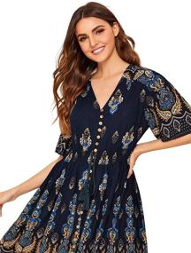 img 1 attached to 🌸 Stunning Milumia Women's Boho Button Up Split Floral Print Flowy Party Dress: A Must-Have for Fashionable Occasions!