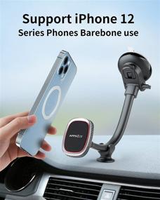 img 2 attached to 📱 7-Inch Magnetic Car Phone Holder for iPhone 12 Series & Most Smartphones - Windshield & Dashboard Mount with Powerful N52 Magnets and Flexible Gooseneck Suction
