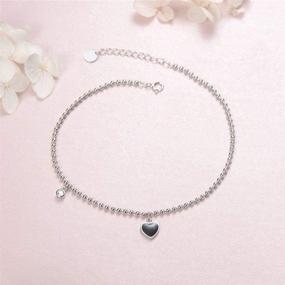 img 2 attached to Agvana Sterling Silver Cubic Zirconia CZ Anklet Bracelet: Black Heart Beach Summer Jewelry for Women, Teens, Girls - Perfect Gift with Gift Box