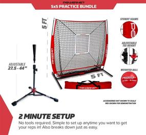 img 2 attached to 🔋 Enhanced PowerNet 5x5 Practice Net Bundle with Deluxe Tee, Strike Zone, Weighted Training Ball - Ideal for Baseball and Softball Coaching to Improve Pitch Accuracy and Confidence at The Plate