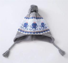 img 2 attached to 🧢 Connectyle Winter Hat for Toddlers and Babies - Fleece Lined Knit Beanie Hat with Earflaps