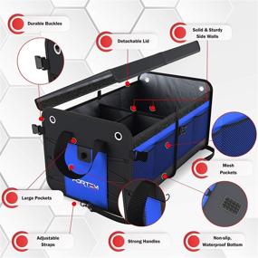 img 3 attached to 🚗 FORTEM Car Trunk Organizer, SUV Trunk Storage Organizer, Collapsible Multi Compartment Car Organizer with Non Slip Bottom, Adjustable Securing Straps, Foldable Cover - 2 Compartments, Blue