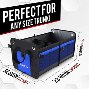 img 2 attached to 🚗 FORTEM Car Trunk Organizer, SUV Trunk Storage Organizer, Collapsible Multi Compartment Car Organizer with Non Slip Bottom, Adjustable Securing Straps, Foldable Cover - 2 Compartments, Blue