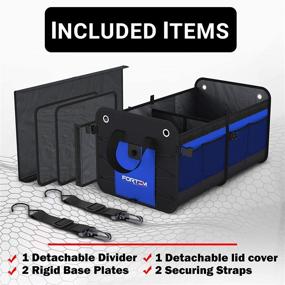 img 1 attached to 🚗 FORTEM Car Trunk Organizer, SUV Trunk Storage Organizer, Collapsible Multi Compartment Car Organizer with Non Slip Bottom, Adjustable Securing Straps, Foldable Cover - 2 Compartments, Blue