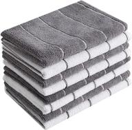 🧽 super absorbent microfiber kitchen towels - soft, solid color dish towels, 8 pack (grey and white stripe design), 26 x 18 inch logo