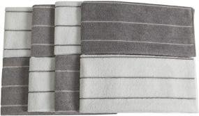 img 2 attached to 🧽 Super Absorbent Microfiber Kitchen Towels - Soft, Solid Color Dish Towels, 8 Pack (Grey and White Stripe Design), 26 x 18 Inch