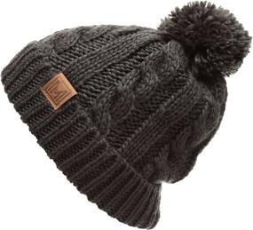 img 3 attached to Warm and Stylish: MIRMARU Winter Oversized Cable Knitted Pom Pom Beanie Hat with Fleece Lining