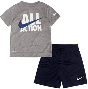 img 2 attached to 👕 Nike Детская футболка и шорты Dri-Fit для мальчиков: удобный и стильный набор из 2 предметов