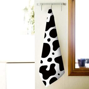 img 1 attached to 🐄 DerlonKaje Eco-Friendly Cow Print Hand Towel | Soft Bath Towel for Home, Bathrooms, Pool and Gym | Size: 30 X 15 in