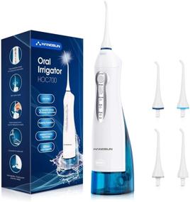 img 4 attached to 💦 Hangsun Cordless Water Flosser - Professional Rechargeable Dental Oral Irrigator with 4 Jet Tips, 3 Modes, IPX7 Waterproof, 300ML Water Tank - Ideal for Teeth Braces Care, Travel, and Home Use