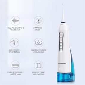 img 3 attached to 💦 Hangsun Cordless Water Flosser - Professional Rechargeable Dental Oral Irrigator with 4 Jet Tips, 3 Modes, IPX7 Waterproof, 300ML Water Tank - Ideal for Teeth Braces Care, Travel, and Home Use