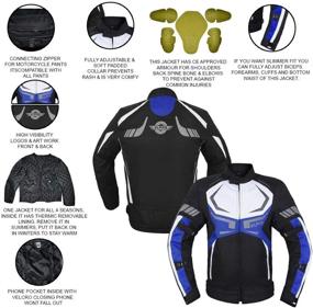 img 3 attached to 🧥 Blue Motorcycle Jacket for Men: CE Armored Riding Gear, Waterproof & All-Season (Size Small)