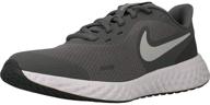 🏃 nike revolution running metallic silver black girls' athletic shoes: supreme comfort and style! logo