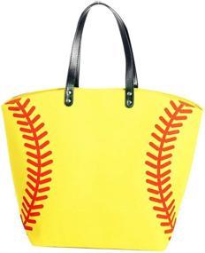 img 3 attached to 👜 E-FirstFeeling Extra Large Baseball Tote Bag with Sports Prints - Multi-Purpose Utility Tote for Beach, Travel, and Sports