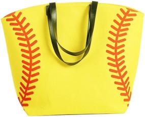 img 2 attached to 👜 E-FirstFeeling Extra Large Baseball Tote Bag with Sports Prints - Multi-Purpose Utility Tote for Beach, Travel, and Sports