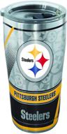 🏈 tervis triple walled insulated tumbler cup - nfl pittsburgh steelers, 20oz - stainless steel, edge: keeps drinks cold & hot logo