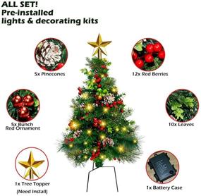 img 2 attached to 🎄 2.7FT Outdoor Christmas Tree Pre-Lit Pathway Christmas Trees | Small Artificial Xmas Tree with Lights | Battery Operated 8Mode | Porch, Yard, Outdoor, Grave Ornaments