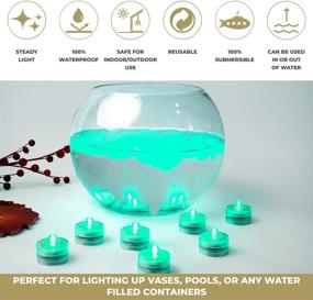 img 1 attached to Lumabase 69012 - Set of 12 Submersible LED Teal Lights for Home Decor